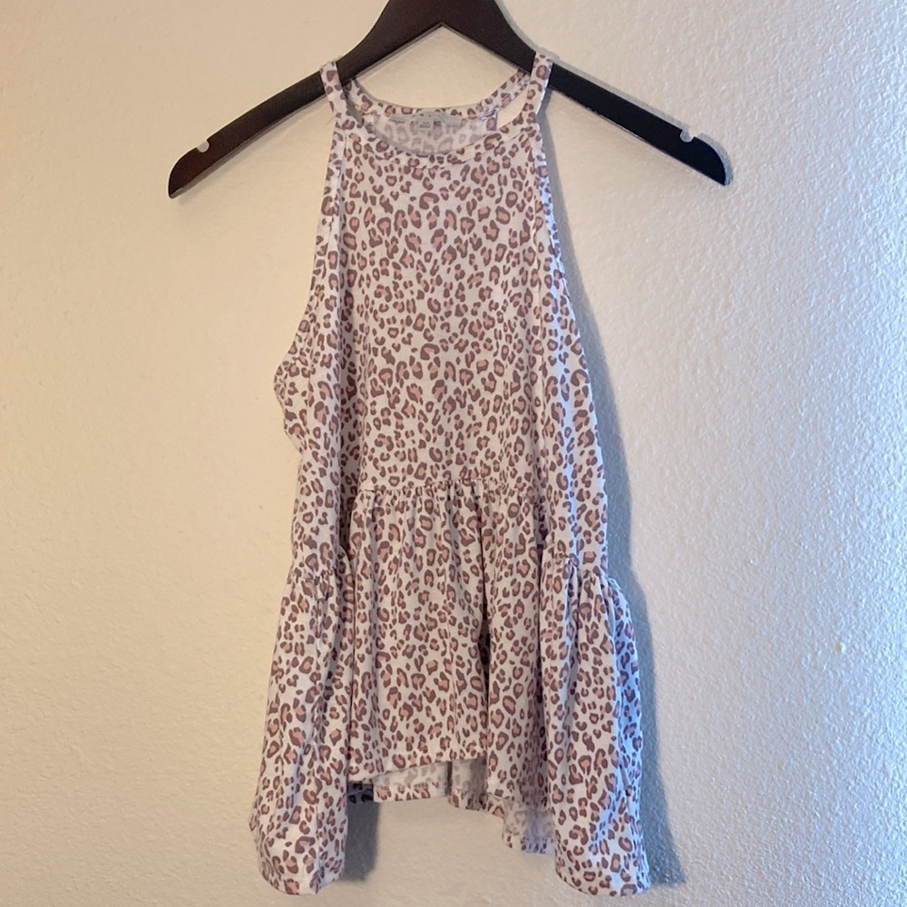 Flowy pink cheetah razorback tank top